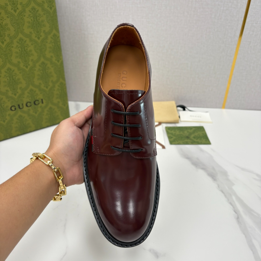 GUCCI 구찌 버건디 레더 더비 슈즈 7