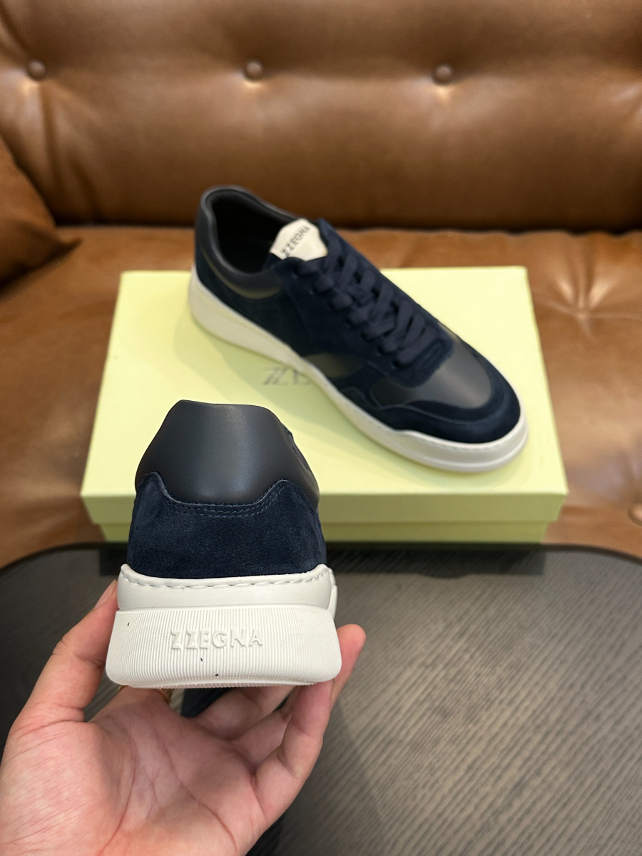 ZEGNA 네이비 스웨이드 레더 스니커즈 8