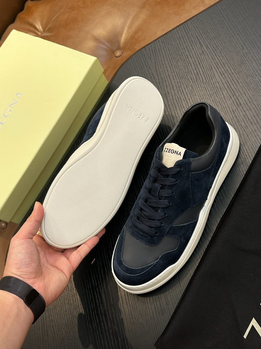 ZEGNA 네이비 스웨이드 레더 스니커즈 9