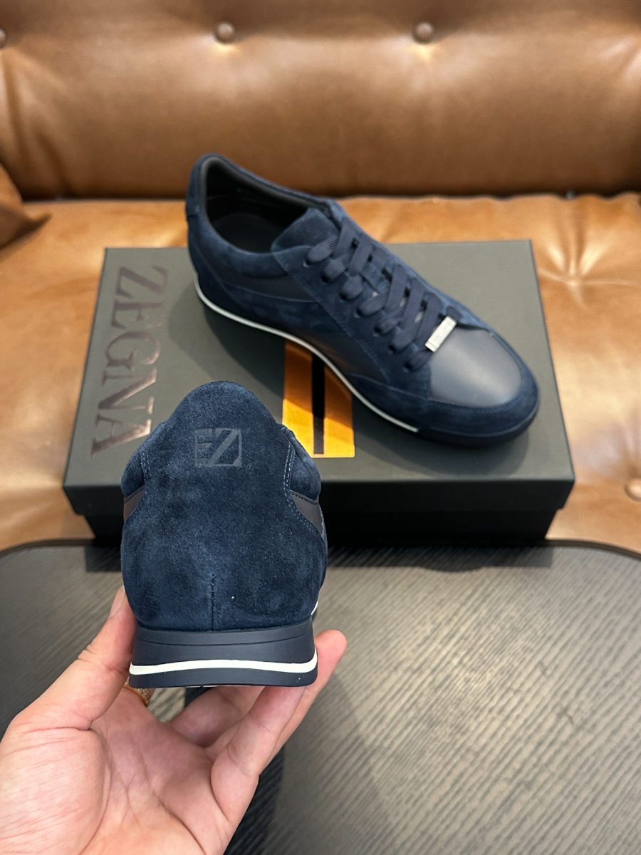 ZEGNA 네이비 스웨이드 레더 스니커즈 9