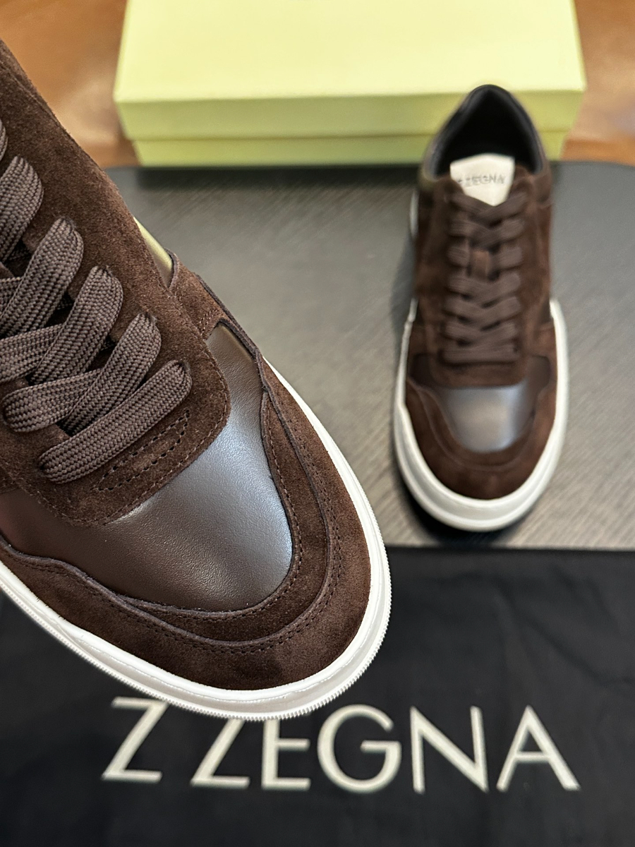 ZEGNA 브라운 스웨이드 레더 스니커즈 6