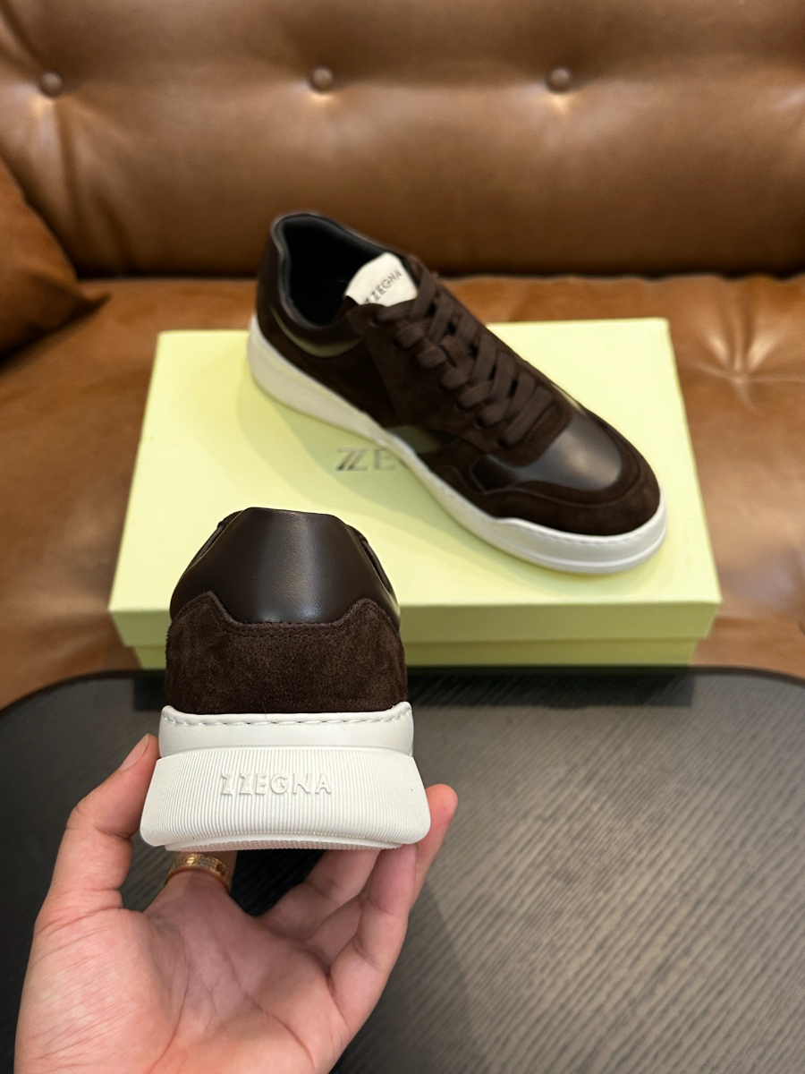 ZEGNA 브라운 스웨이드 레더 스니커즈 8