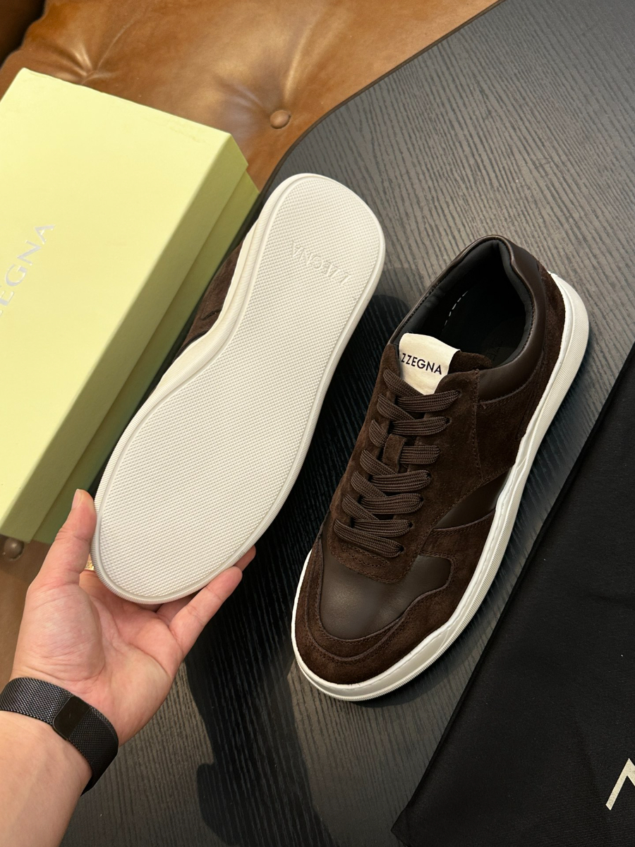 ZEGNA 브라운 스웨이드 레더 스니커즈 9