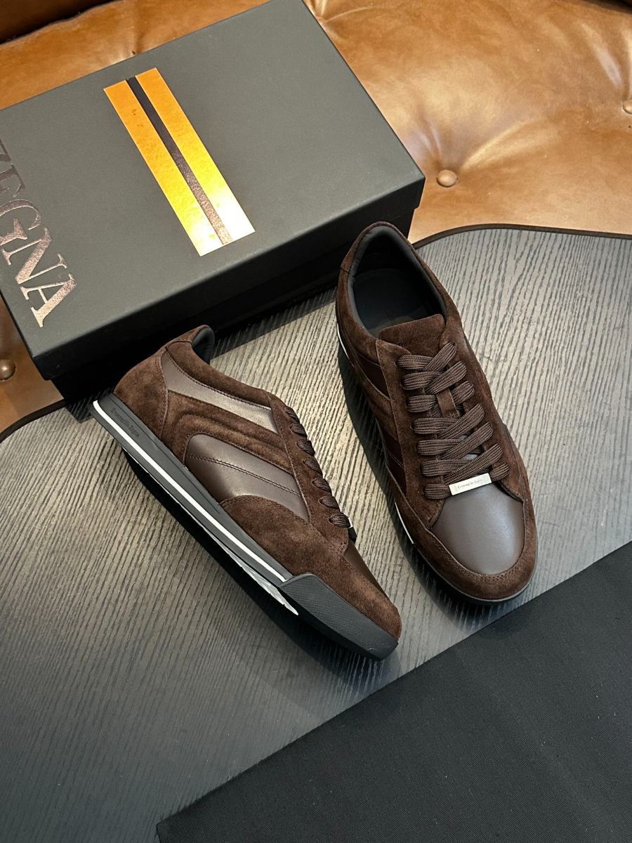 Ermenegildo Zegna 브라운 스웨이드 레더 스니커즈 1