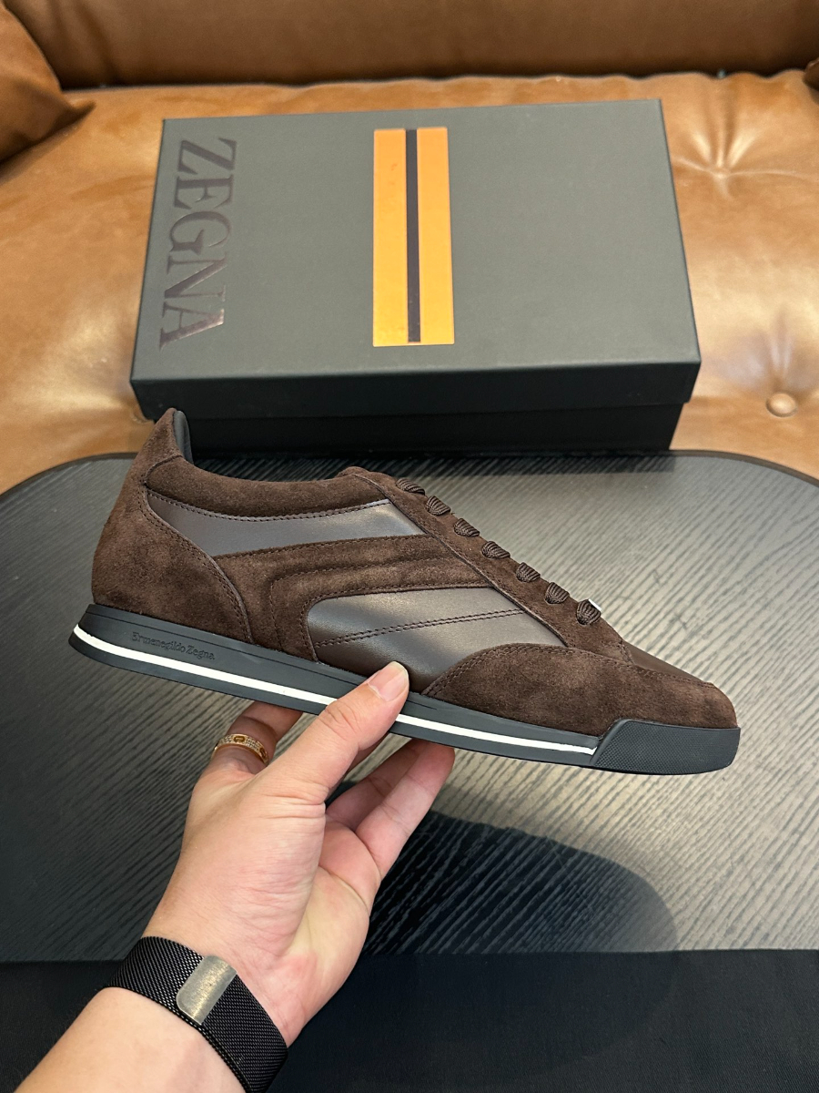 Ermenegildo Zegna 브라운 스웨이드 레더 스니커즈 2