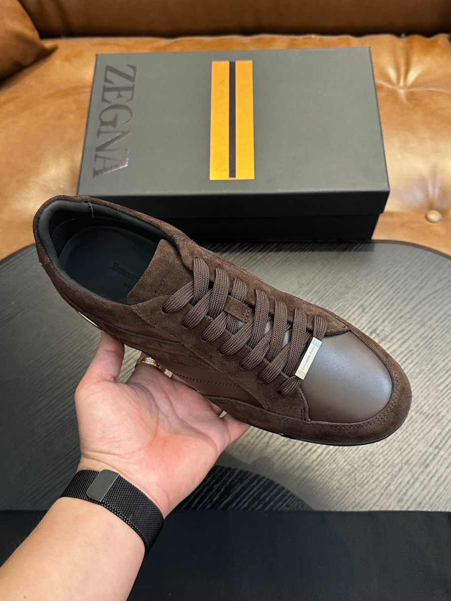 Ermenegildo Zegna 브라운 스웨이드 레더 스니커즈 3