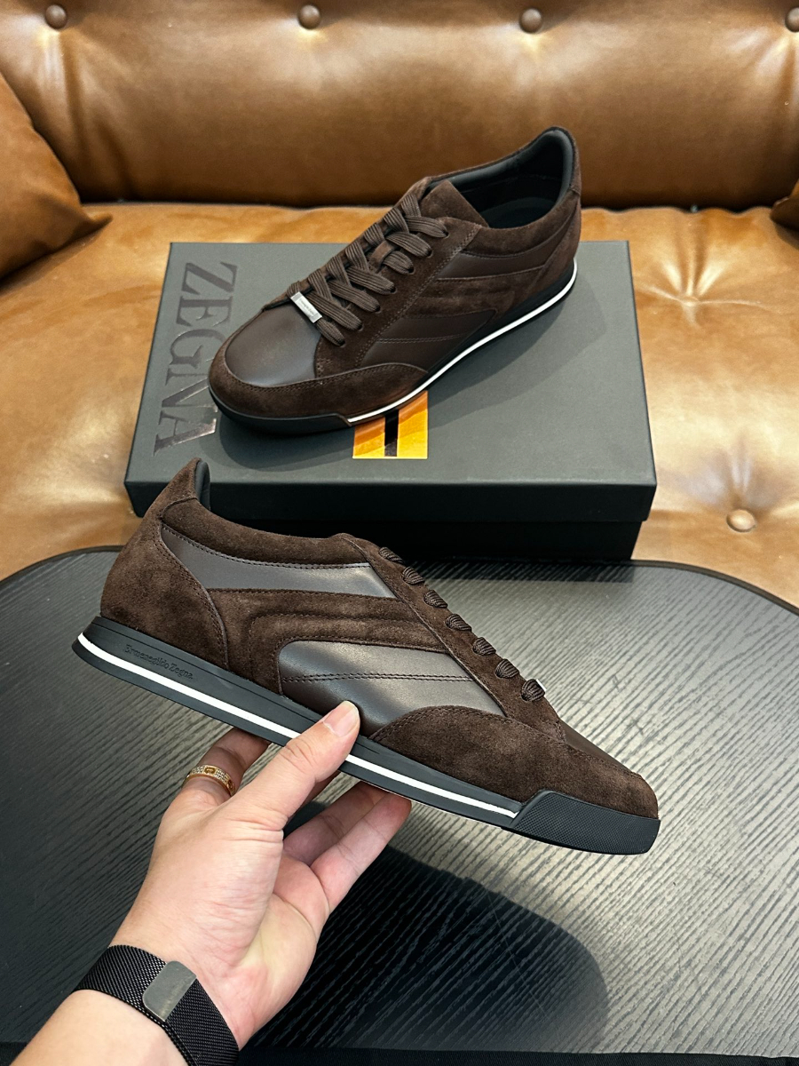 Ermenegildo Zegna 브라운 스웨이드 레더 스니커즈 5