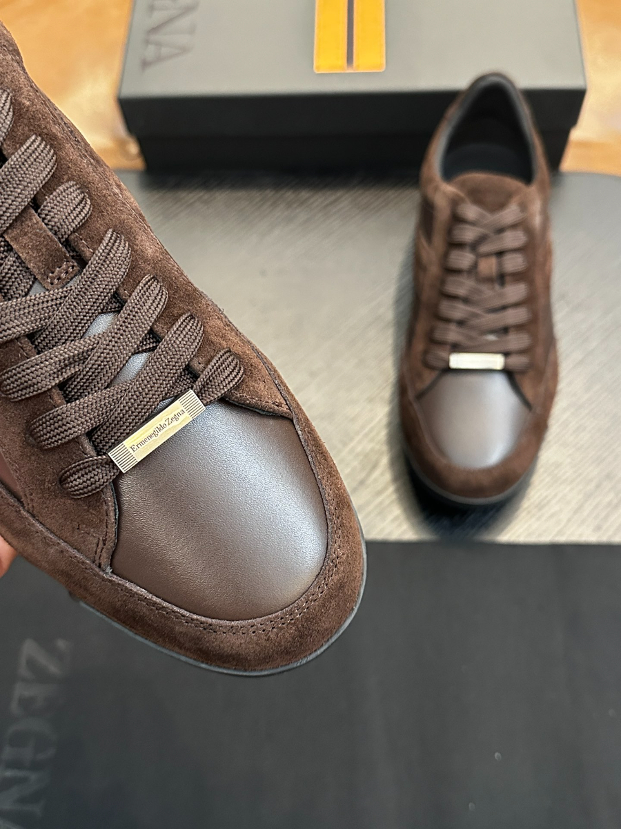 Ermenegildo Zegna 브라운 스웨이드 레더 스니커즈 6