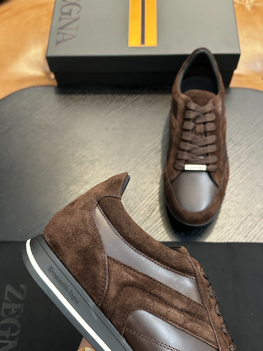Ermenegildo Zegna 브라운 스웨이드 레더 스니커즈 7