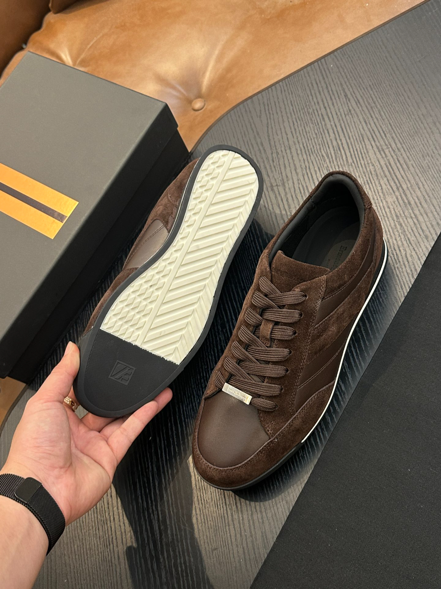 Ermenegildo Zegna 브라운 스웨이드 레더 스니커즈 9