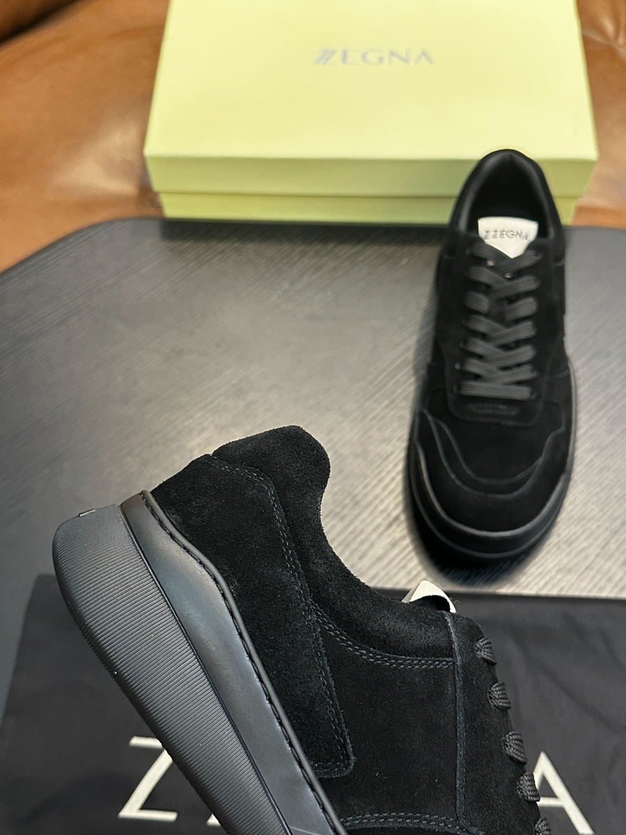 ZEGNA 블랙 스웨이드 로우탑 스니커즈 7