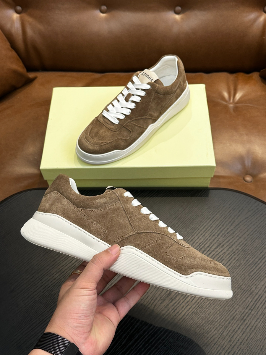 ZEGNA 브라운 스웨이드 로우탑 스니커즈 3
