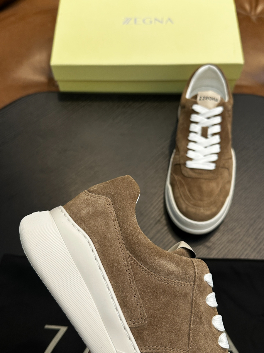 ZEGNA 브라운 스웨이드 로우탑 스니커즈 5