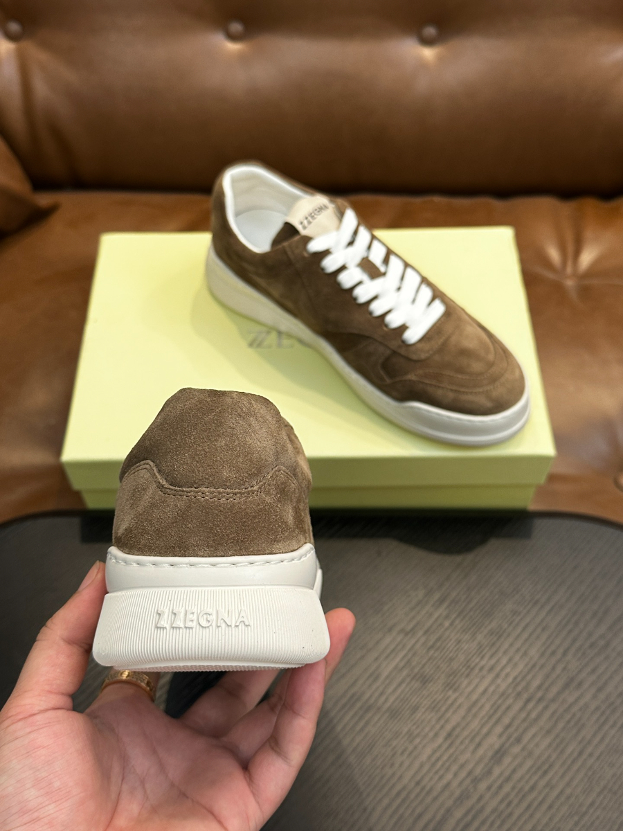 ZEGNA 브라운 스웨이드 로우탑 스니커즈 6