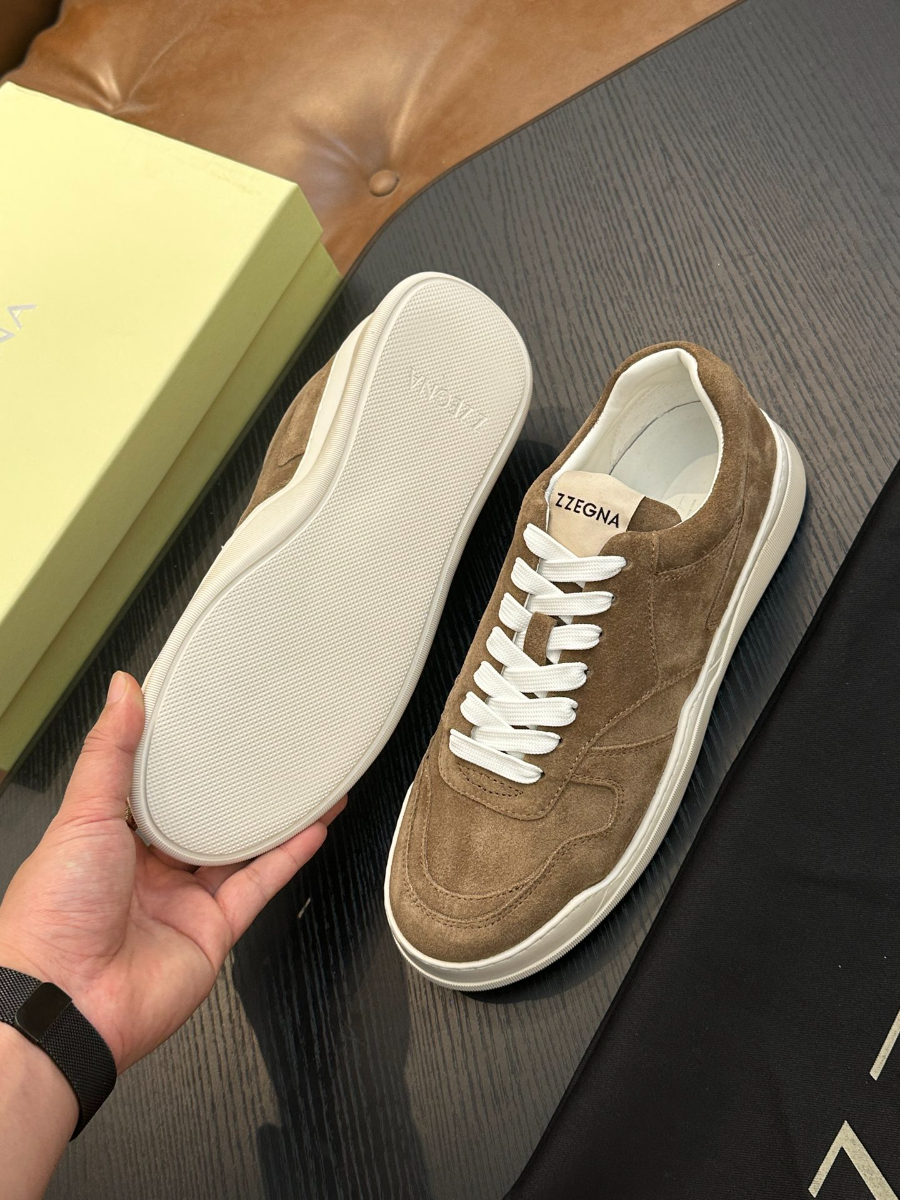 ZEGNA 브라운 스웨이드 로우탑 스니커즈 7