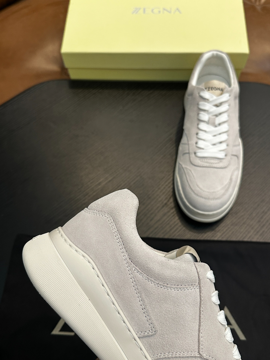 ZEGNA 베이지 스웨이드 로우탑 스니커즈 7