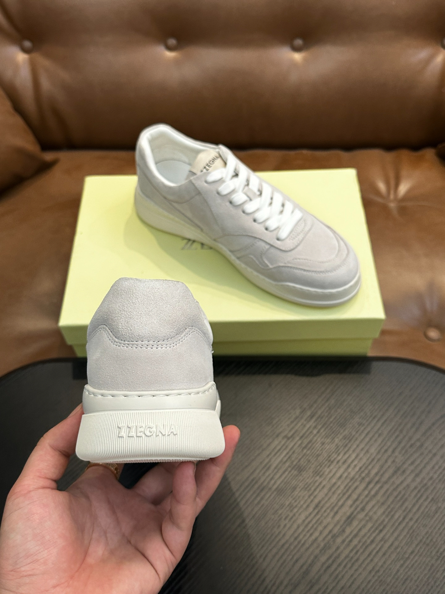 ZEGNA 베이지 스웨이드 로우탑 스니커즈 8