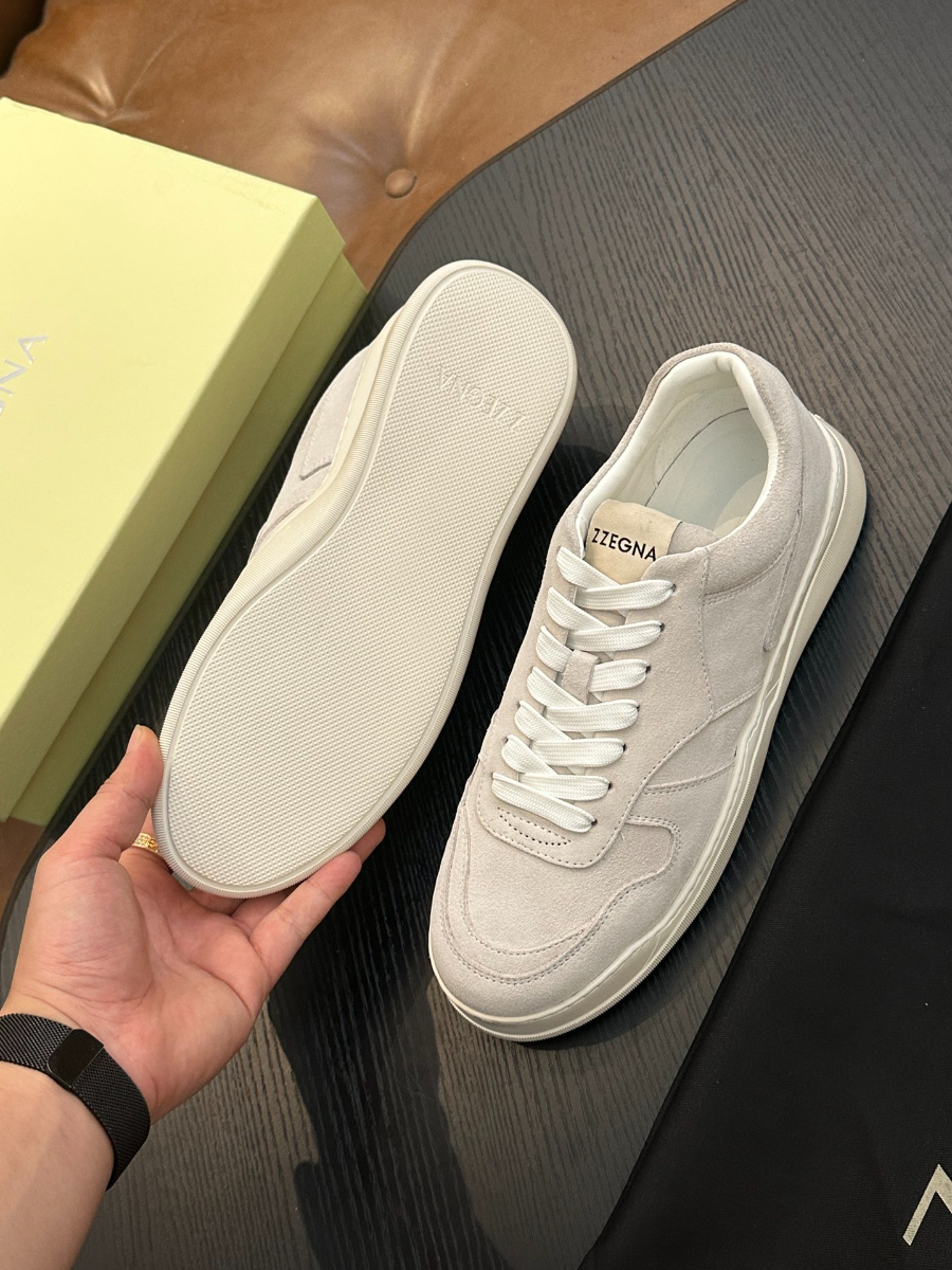 ZEGNA 베이지 스웨이드 로우탑 스니커즈 9