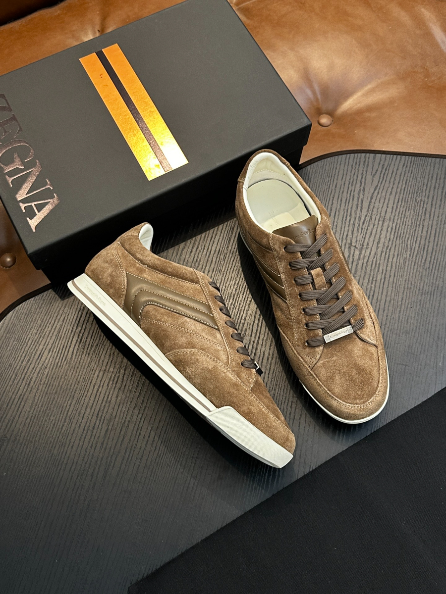 Ermenegildo Zegna 스웨이드 브라운 스니커즈 1