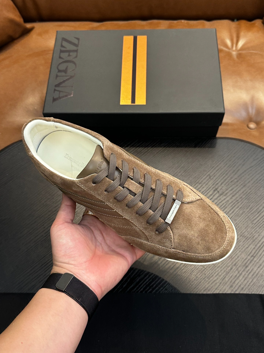 Ermenegildo Zegna 스웨이드 브라운 스니커즈 3