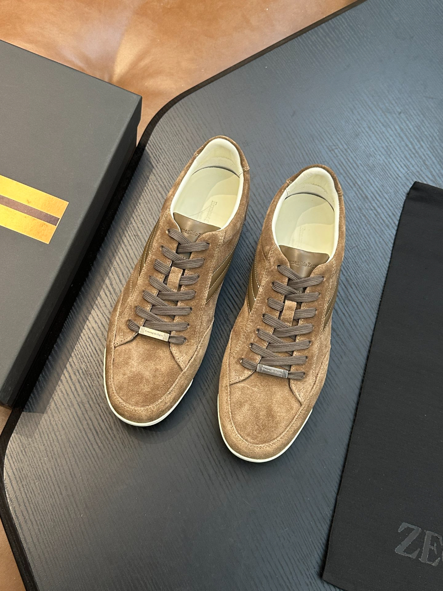 Ermenegildo Zegna 스웨이드 브라운 스니커즈 4