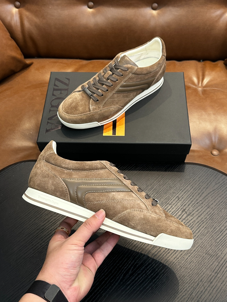 Ermenegildo Zegna 스웨이드 브라운 스니커즈 5