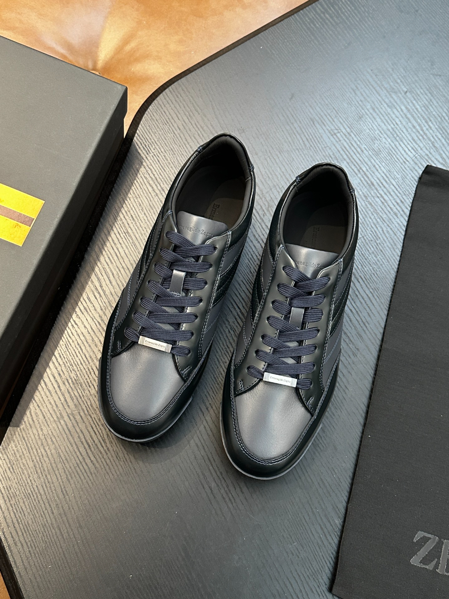 Ermenegildo Zegna 네이비 레더 스니커즈 4