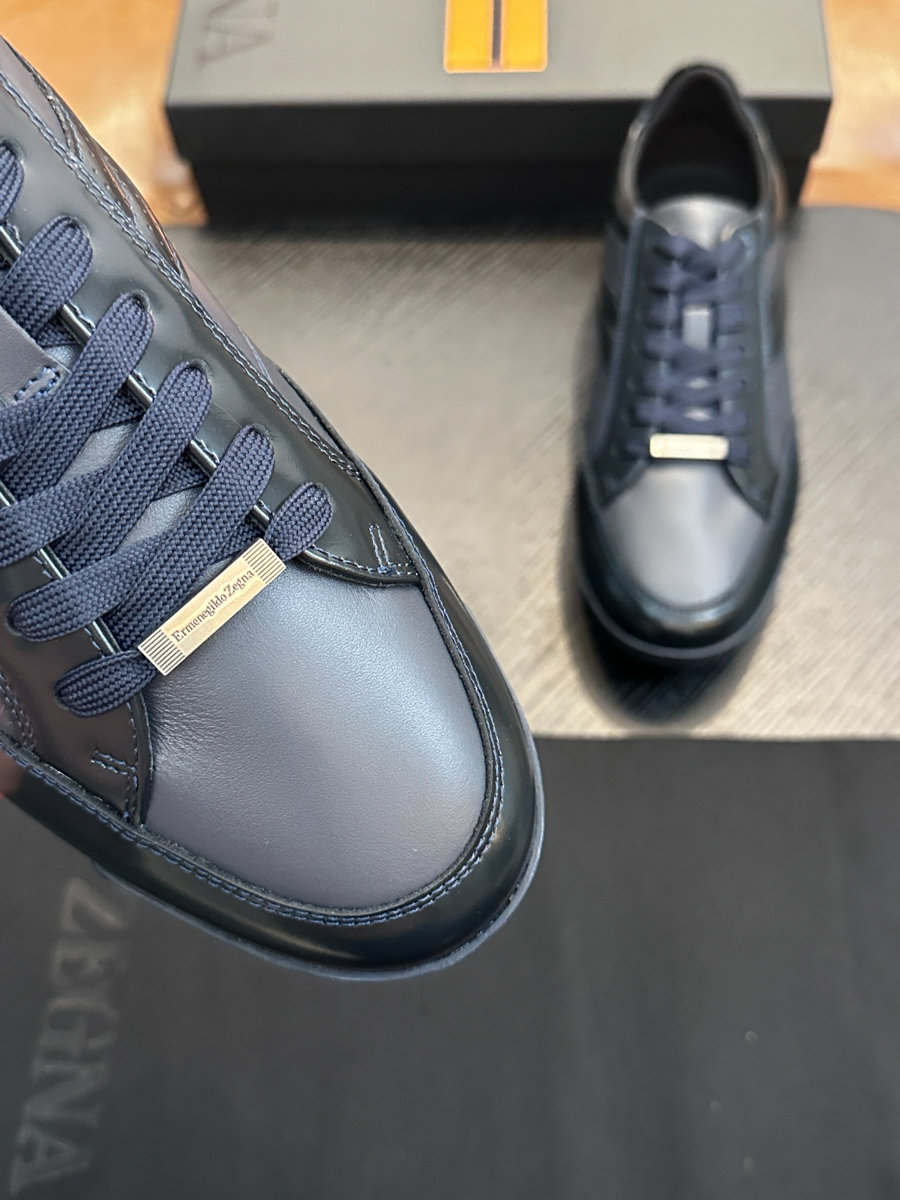 Ermenegildo Zegna 네이비 레더 스니커즈 6