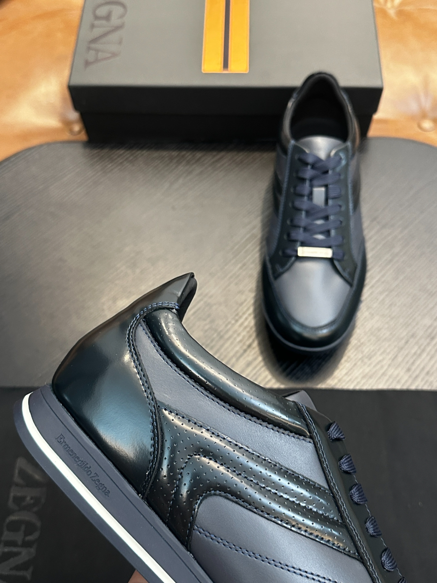 Ermenegildo Zegna 네이비 레더 스니커즈 7