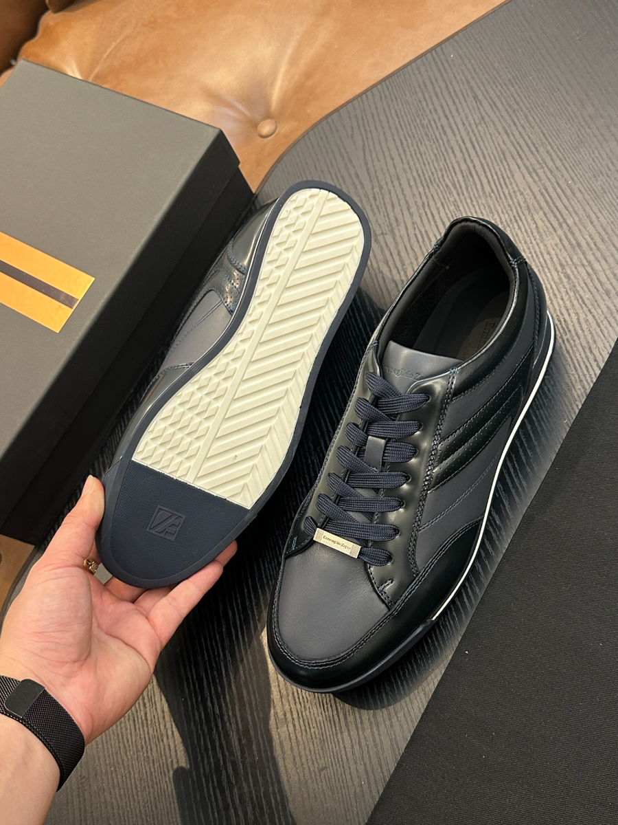 Ermenegildo Zegna 네이비 레더 스니커즈 9