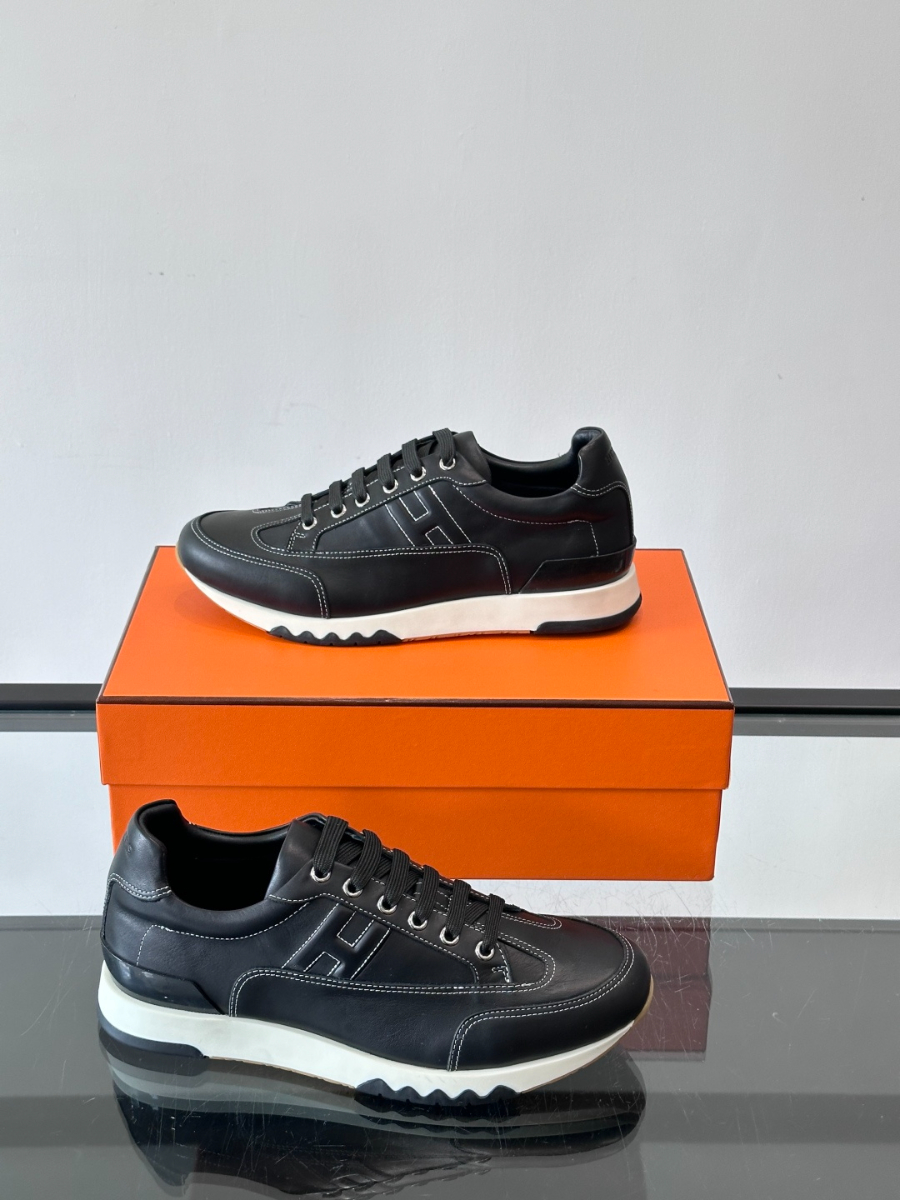 Hermes 에르메스 H Walkrunner 블랙 레더 스니커즈 4