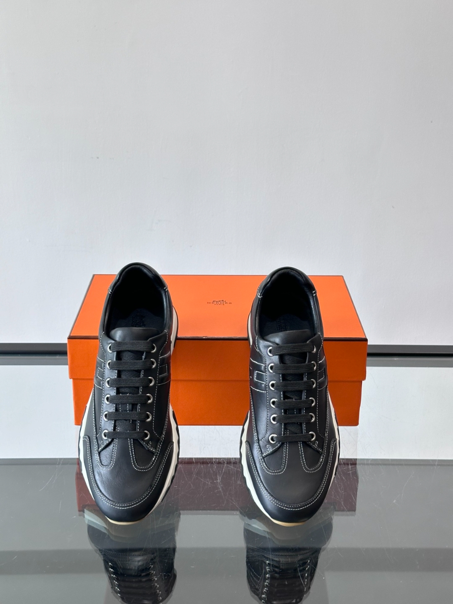 Hermes 에르메스 H Walkrunner 블랙 레더 스니커즈 6