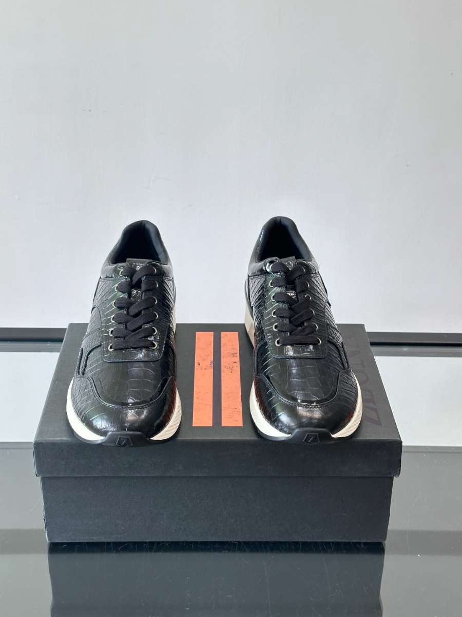 ZEGNA 남성 크로커다일 패턴 레더 스니커즈 3