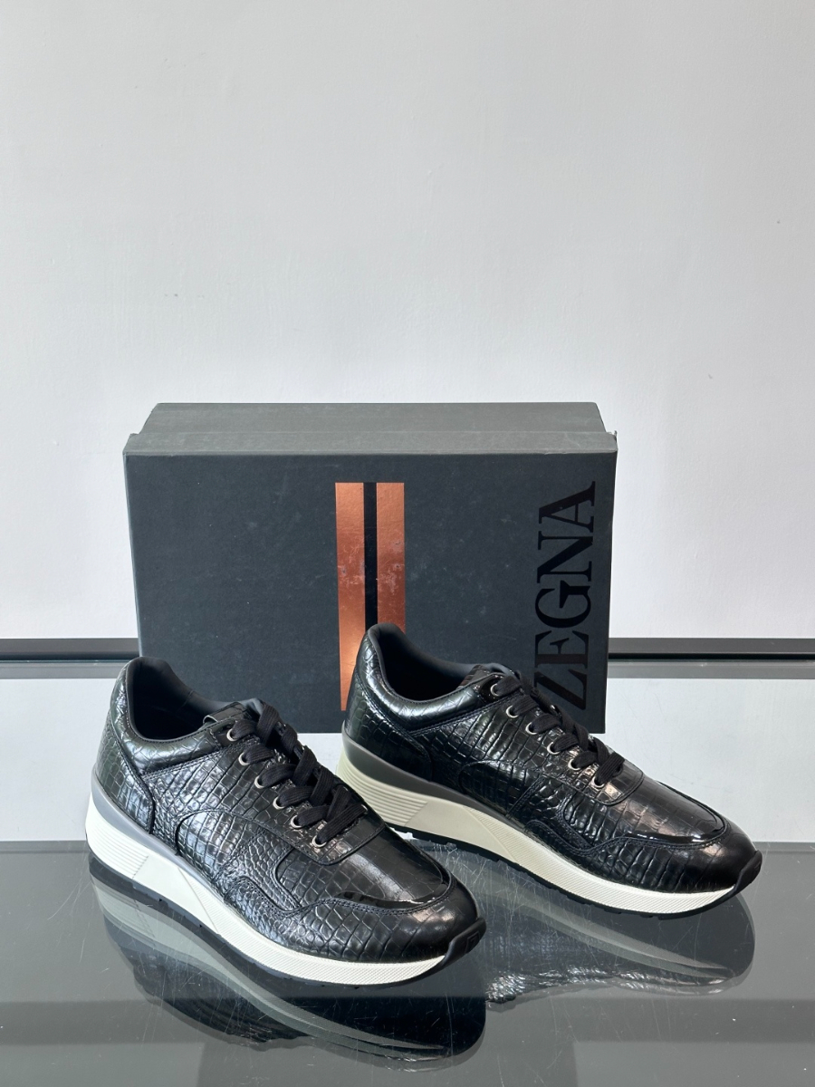 ZEGNA 남성 크로커다일 패턴 레더 스니커즈 5