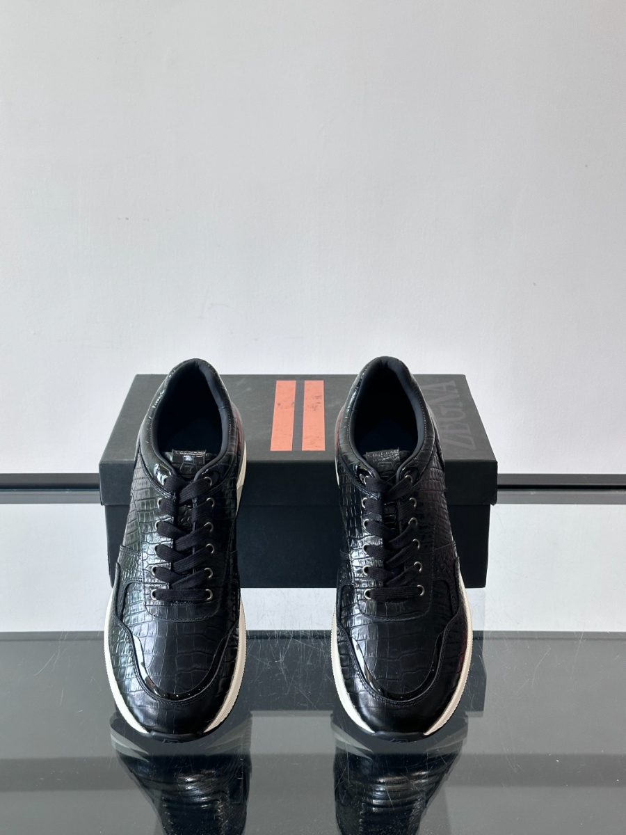 ZEGNA 남성 크로커다일 패턴 레더 스니커즈 6