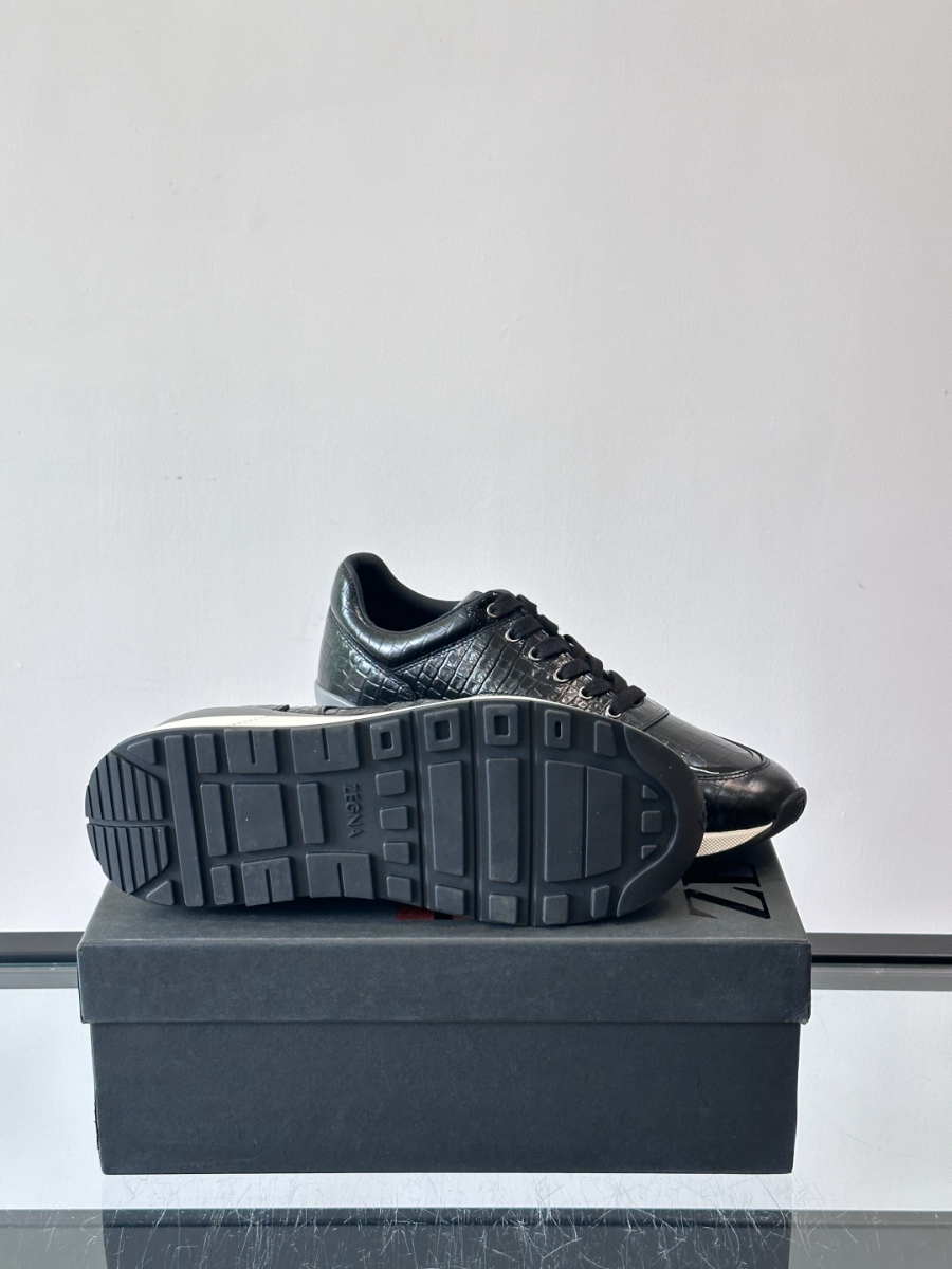 ZEGNA 남성 크로커다일 패턴 레더 스니커즈 9