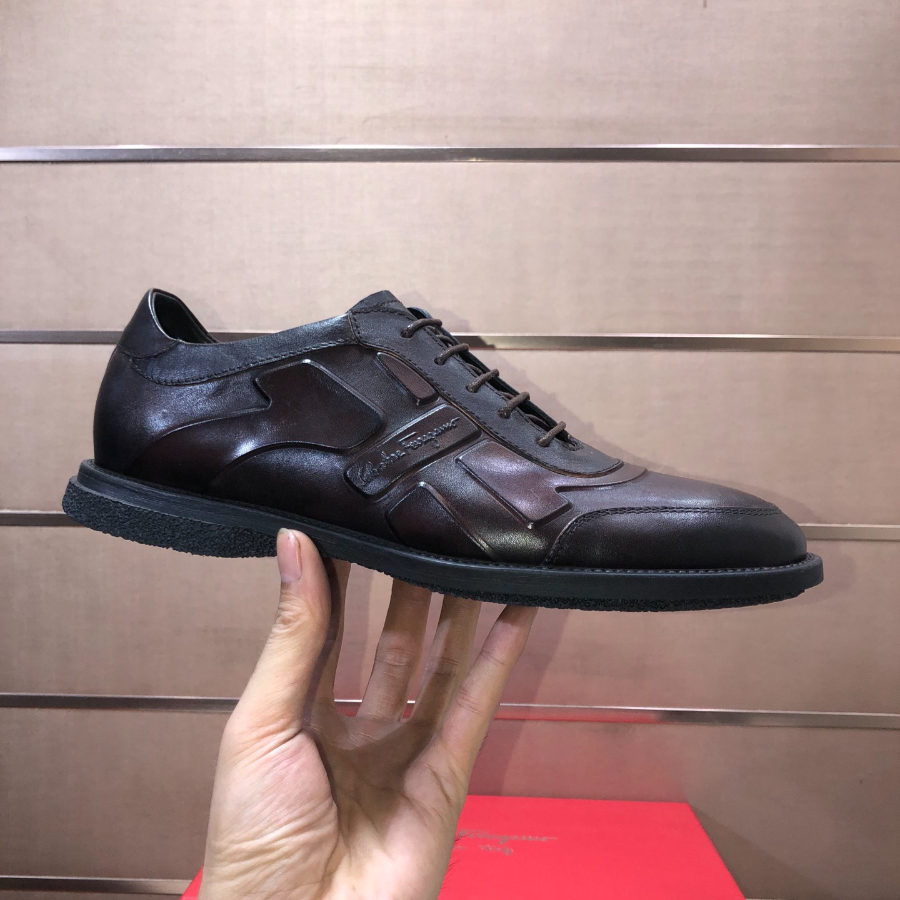 Salvatore Ferragamo 남성 소가죽 캐주얼 레더 스니커즈 4