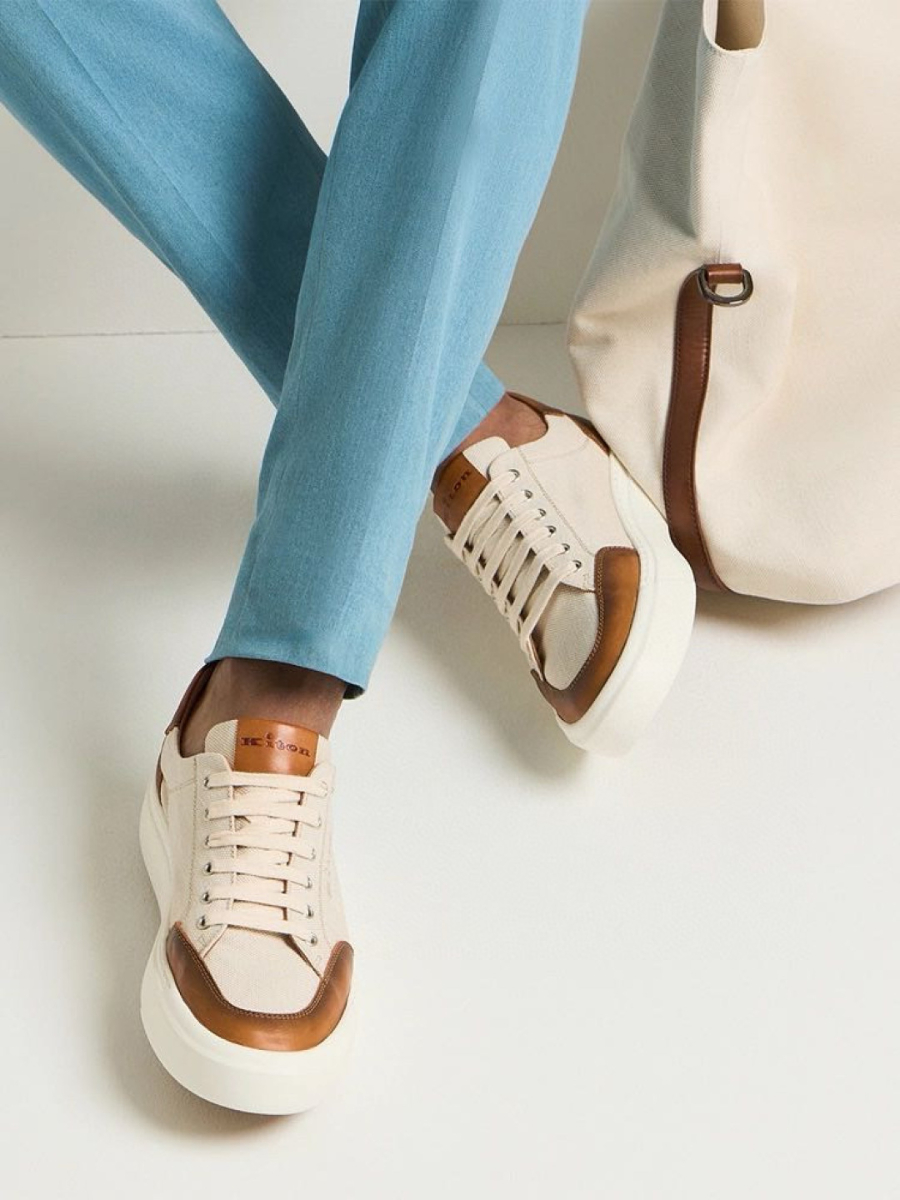 Kiton Inspired Two-Tone Leather Low Top Sneaker 키톤 투톤 레더 로우탑 스니커즈 베이지 1