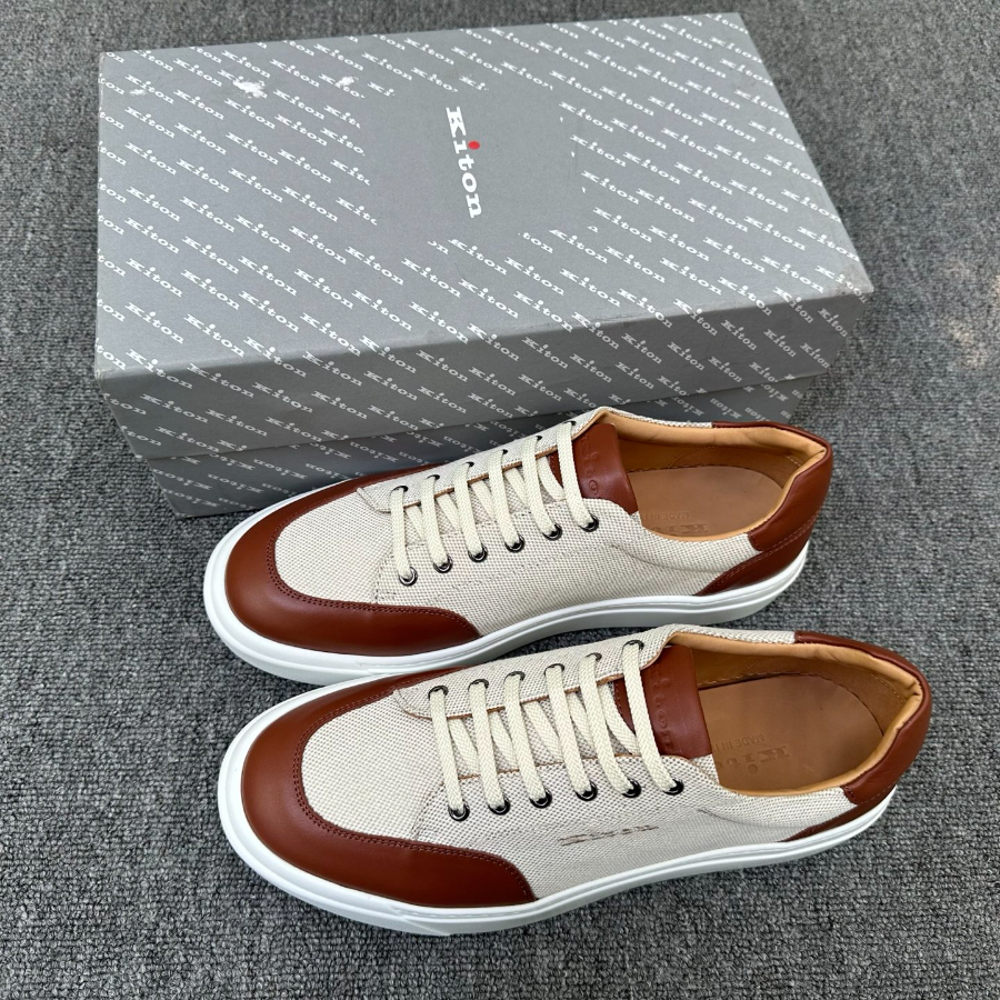 Kiton Inspired Two-Tone Leather Low Top Sneaker 키톤 투톤 레더 로우탑 스니커즈 베이지 4