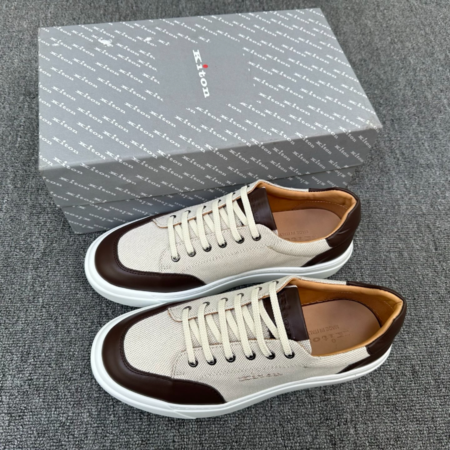 Kiton Inspired Two-Tone Leather Low Top Sneaker 키톤 투톤 레더 로우탑 스니커즈 브라운 1