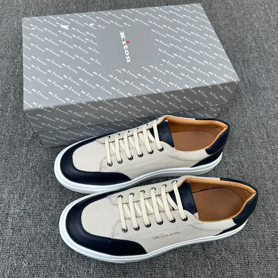 Kiton Inspired Two-Tone Leather Low Top Sneaker 키톤 투톤 레더 로우탑 스니커즈 네이비 1
