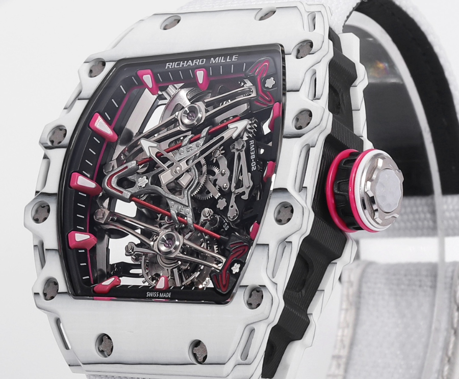 Richard Mille RM 38-02 Tourbillon Bubba Watson Pink Quartz TPT 리차드 밀 RM 38-02 투르비용 버바 왓슨 핑크 메뉴얼 TPT 패브릭 스트랩 3