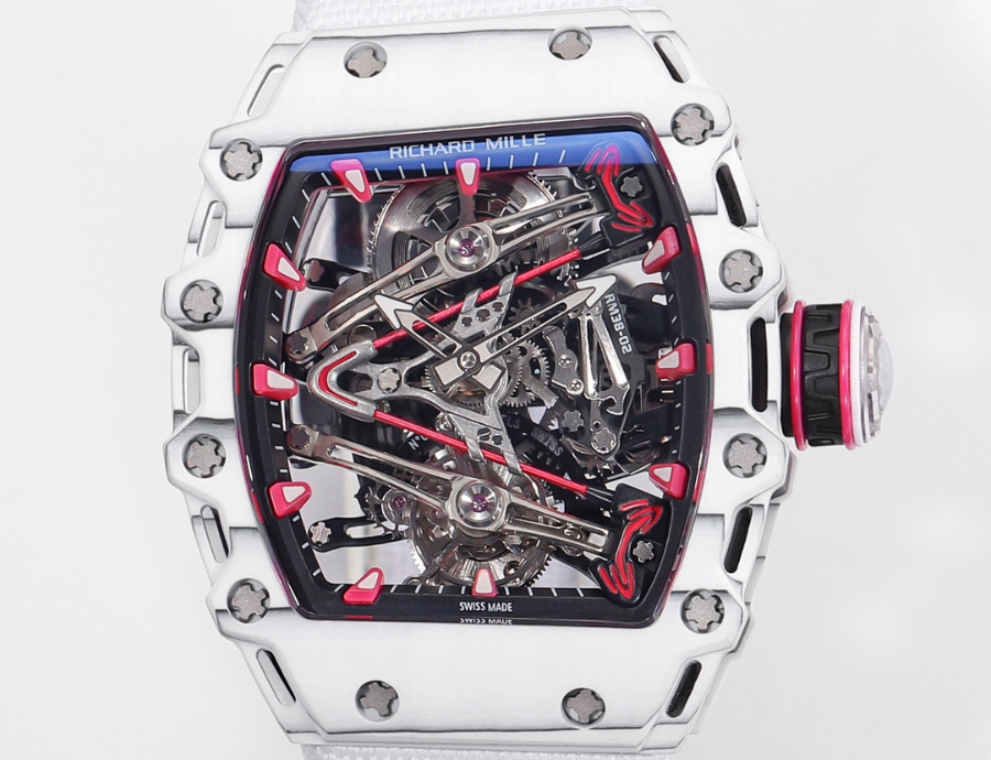 Richard Mille RM 38-02 Tourbillon Bubba Watson Pink Quartz TPT 리차드 밀 RM 38-02 투르비용 버바 왓슨 핑크 메뉴얼 TPT 패브릭 스트랩 5