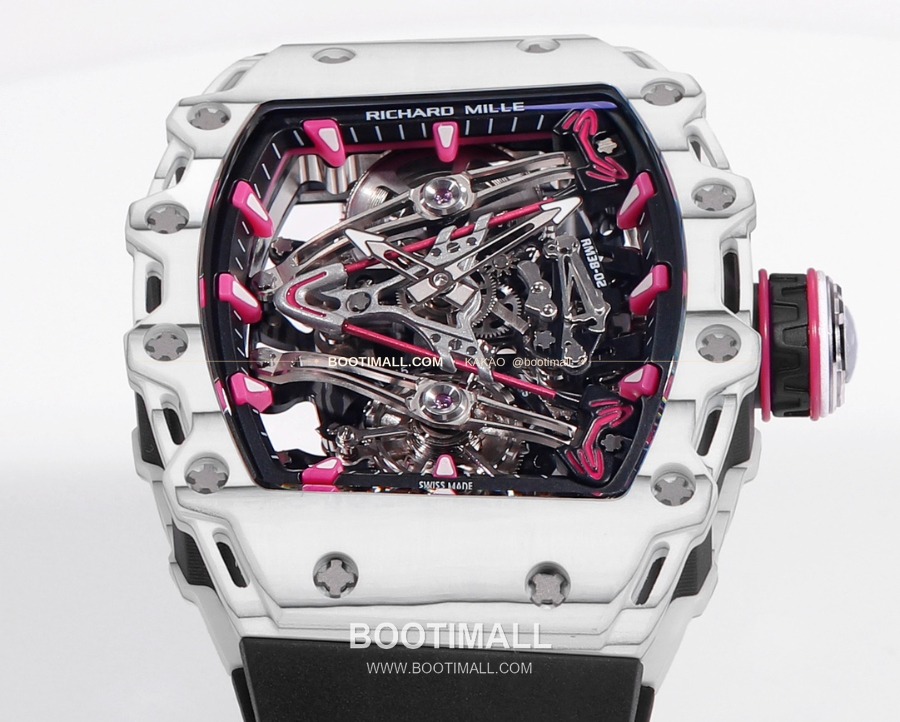 Richard Mille RM 38-02 Tourbillon Bubba Watson Pink Quartz TPT 리차드 밀 RM 38-02 투르비용 버바 왓슨 핑크 메뉴얼 TPT 블랙러버 5