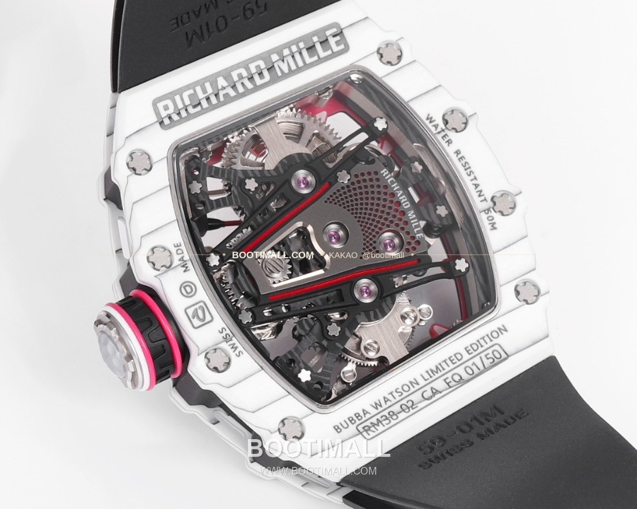 Richard Mille RM 38-02 Tourbillon Bubba Watson Pink Quartz TPT 리차드 밀 RM 38-02 투르비용 버바 왓슨 핑크 메뉴얼 TPT 블랙러버 7