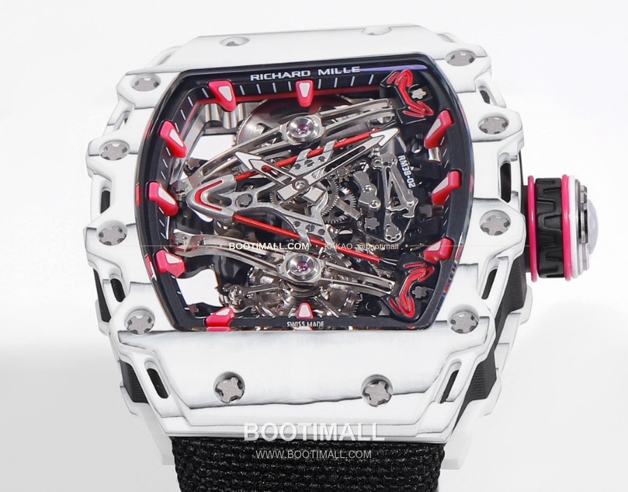Richard Mille RM 38-02 Tourbillon Bubba Watson Pink Quartz TPT 리차드 밀 RM 38-02 투르비용 버바 왓슨 핑크 메뉴얼 TPT 패브릭 스트랩 3