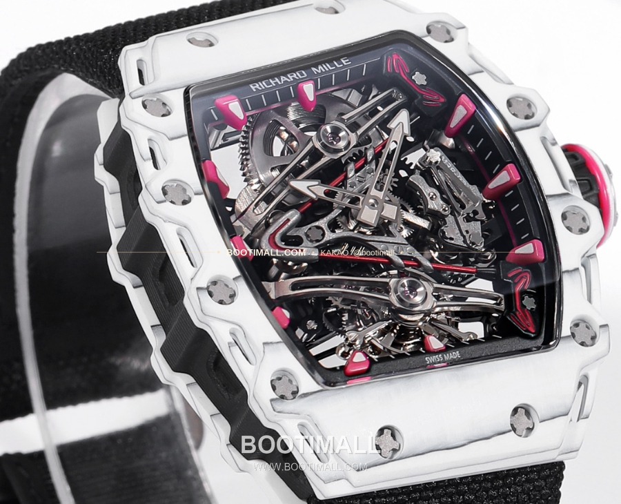 Richard Mille RM 38-02 Tourbillon Bubba Watson Pink Quartz TPT 리차드 밀 RM 38-02 투르비용 버바 왓슨 핑크 메뉴얼 TPT 패브릭 스트랩 4
