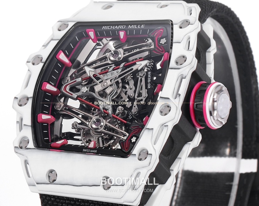 Richard Mille RM 38-02 Tourbillon Bubba Watson Pink Quartz TPT 리차드 밀 RM 38-02 투르비용 버바 왓슨 핑크 메뉴얼 TPT 패브릭 스트랩 5