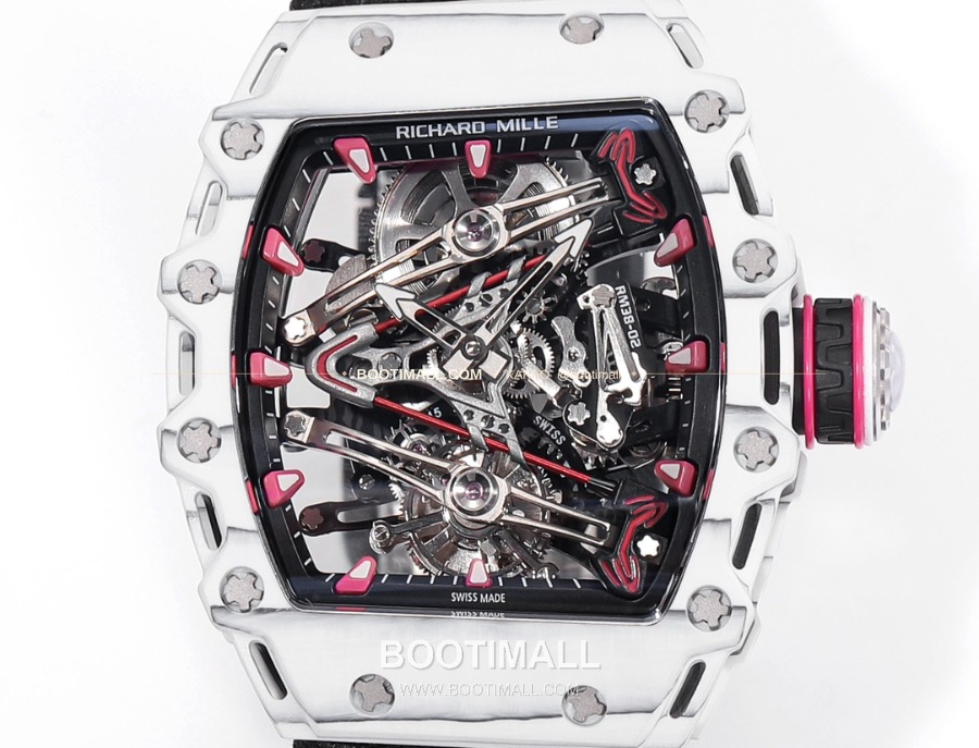 Richard Mille RM 38-02 Tourbillon Bubba Watson Pink Quartz TPT 리차드 밀 RM 38-02 투르비용 버바 왓슨 핑크 메뉴얼 TPT 패브릭 스트랩 6