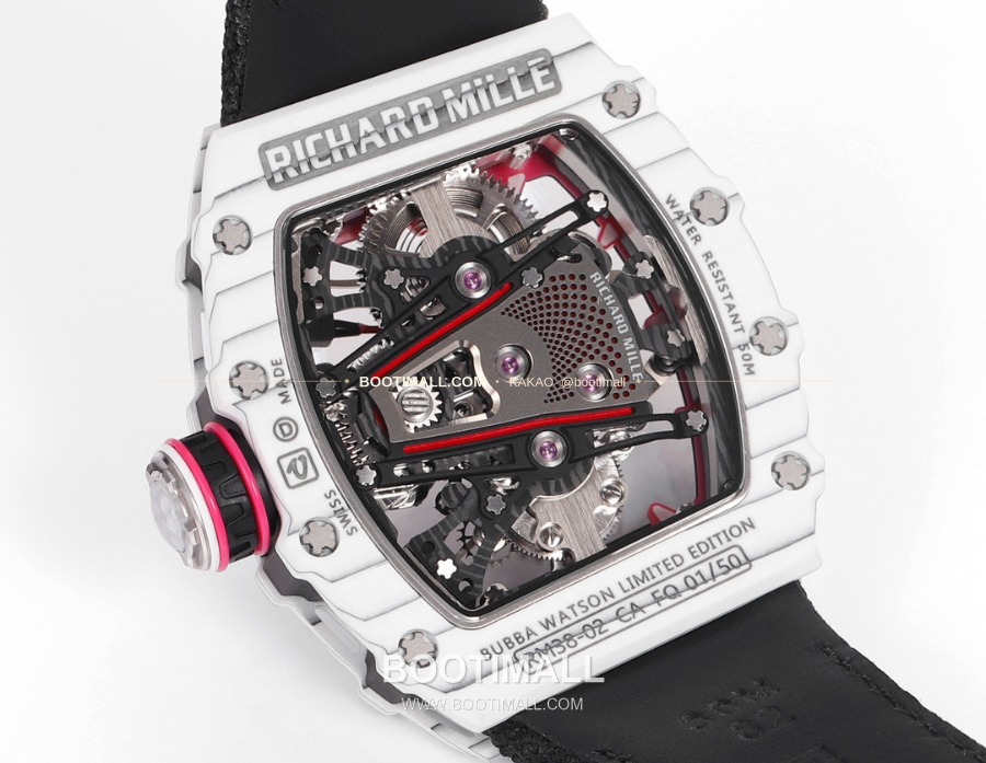 Richard Mille RM 38-02 Tourbillon Bubba Watson Pink Quartz TPT 리차드 밀 RM 38-02 투르비용 버바 왓슨 핑크 메뉴얼 TPT 패브릭 스트랩 7